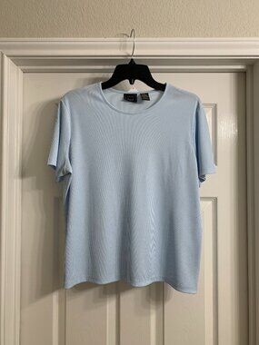 Laura Scott Women's Powder Blue Short Sleeve Shirt, Size Large